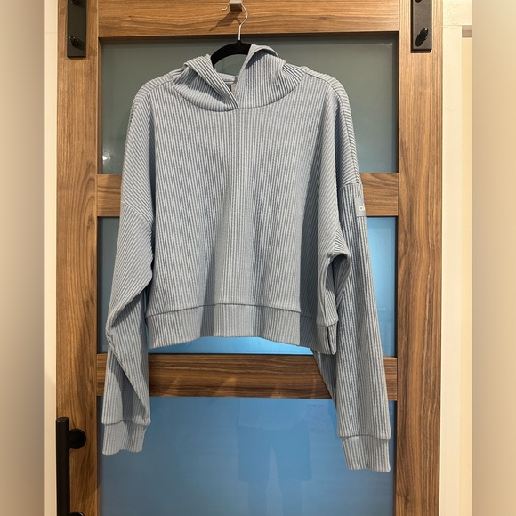 ALO Yoga Tops - ALO Yoga Mused Celestial Blue Ribbed Hoodie